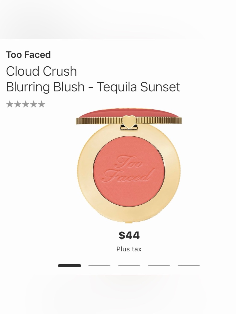 BNIB, Too Faced Cloud Crush Blurring Blush, Tequila Sunset
